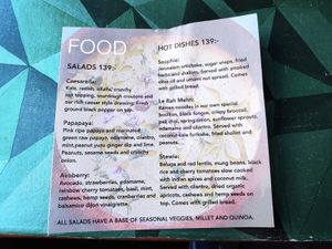 The menu  at MyVegina in Stockholm