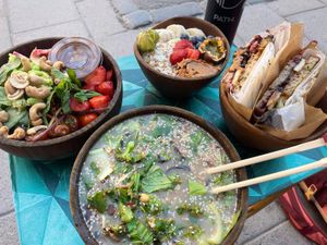 Berry salad, smoothie bowl, PB&J, ramen   at MyVegina in Stockholm