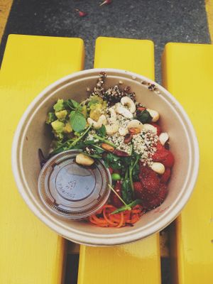 Strawberry salad at MyVegina in Stockholm