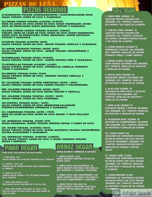 Complete vegan menu. at Manso Pizzeria in Barcelona