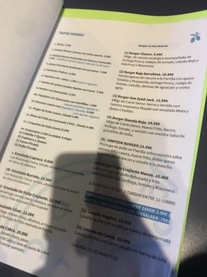 Menu 2 at Manso Pizzeria in Barcelona