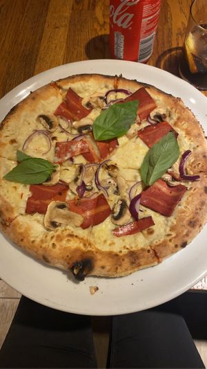 Vegan carbonara  at Manso Pizzeria in Barcelona