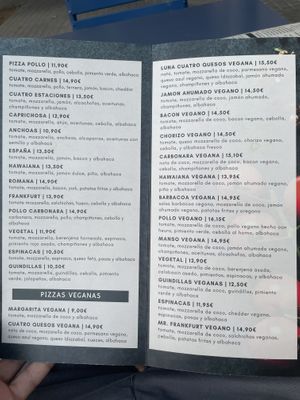 New menu  at Manso Pizzeria in Barcelona