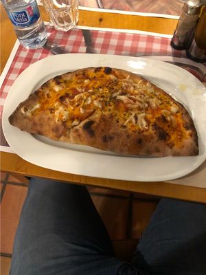 Callzone pitza at Manso Pizzeria in Barcelona