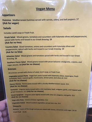 Ask for the Vegan Menu at Acropolis Grill in Chattanooga