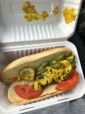 Vegan Shy dog. There’s 2 weiners hidden but they’re small at The Dam in St Louis