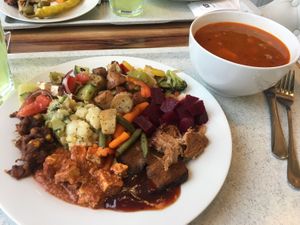 I put a plate together with basically everything on the buffet 😄 at 827 Speciality Kitchen - Kalvin in Budapest