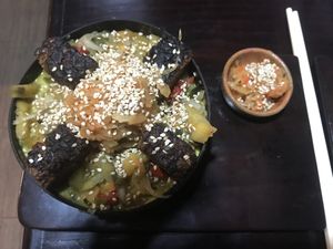 Curry noodles  at Wachuma in Antigua