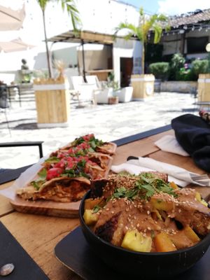 Agridulce Bowl and Krautadillas in the lovely patio at Wachuma in Antigua