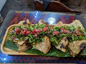 Messy but tasty quesadilla at Wachuma in Antigua