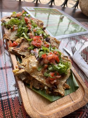 A hard shell quesadilla   at Wachuma in Antigua