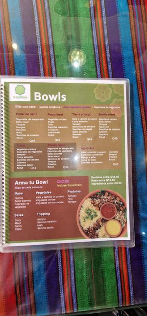 Menu at Wachuma in Antigua