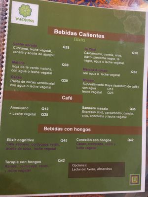  Current menu  at Wachuma in Antigua