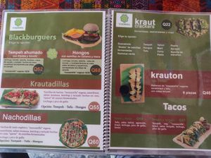 Menu at Wachuma in Antigua