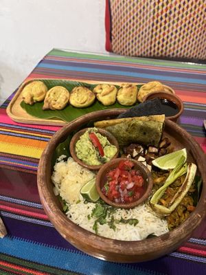 Krautons and taco bowl   at Wachuma in Antigua