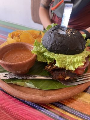 Tempeh burger  at Wachuma in Antigua