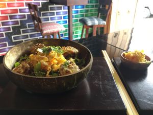 Veggie noodle bowl at Wachuma in Antigua