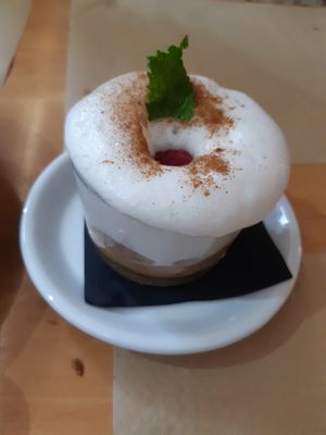 Dessert: Suspiro a la limeña at Los Andenes Vegan in Madrid