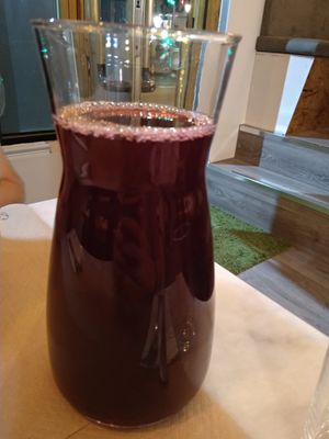 Chicha morada at Los Andenes Vegan in Madrid