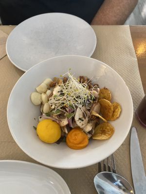 Ceviche de champiñones  at Los Andenes Vegan in Madrid