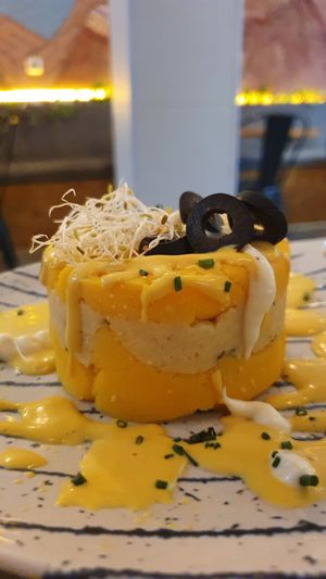 Causa limeña at Los Andenes Vegan in Madrid
