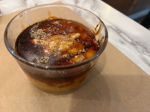 Flan at Los Andenes Vegan in Madrid