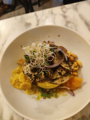 Causa acevichada at Los Andenes Vegan in Madrid