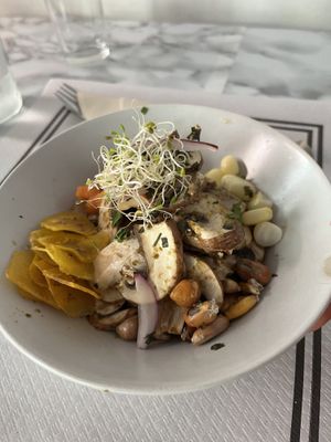 Ceviche! Sour, peppery and delicious  at Los Andenes Vegan in Madrid