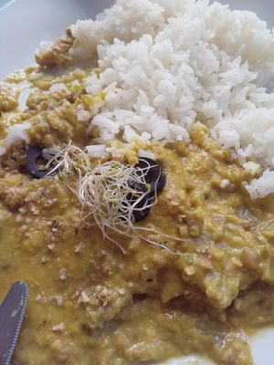 Ají de No gallina con setas at Los Andenes Vegan in Madrid