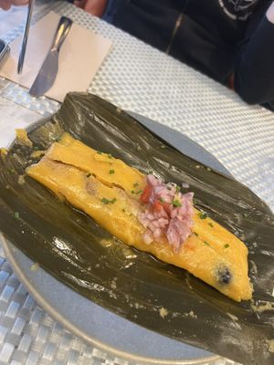 Tamal relleno  at Los Andenes Vegan in Madrid