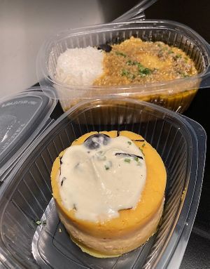 Vegan causa rellena and Vegan Ají de Gallina at Los Andenes Vegan in Madrid