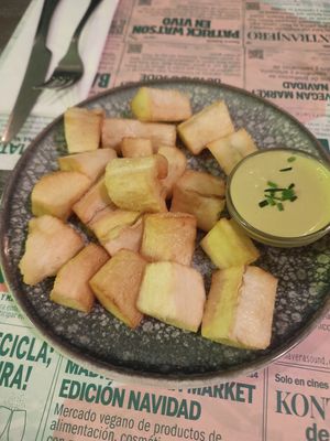 Yuca frita at Los Andenes Vegan in Madrid
