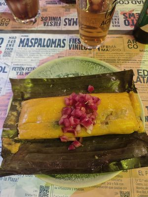 Tamales at Los Andenes Vegan in Madrid