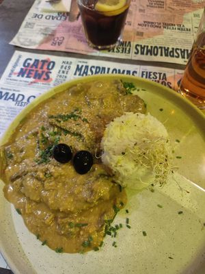 Ají de gallina at Los Andenes Vegan in Madrid