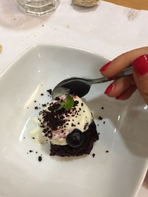 Auténtico brownie vegano, delicioso!  at Los Andenes Vegan in Madrid