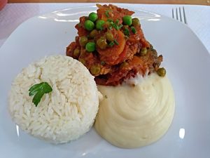 Main course: mock meat stew at Los Andenes Vegan in Madrid