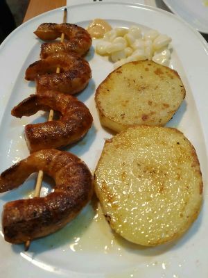 Anticucho de no langostino at Los Andenes Vegan in Madrid