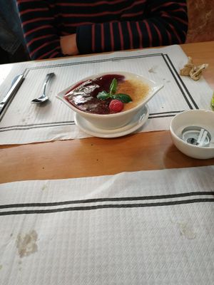 Postre típico peruano parecido al arroz con leche at Los Andenes Vegan in Madrid