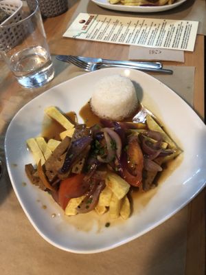 lomo saltado  at Los Andenes Vegan in Madrid