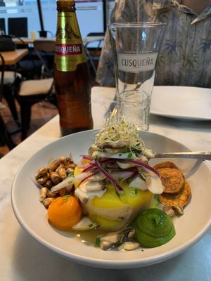 We eat 3 at Los Andenes Vegan in Madrid