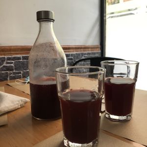 Chicha morada! at Los Andenes Vegan in Madrid