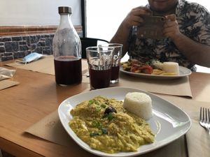 Ají de gallina at Los Andenes Vegan in Madrid