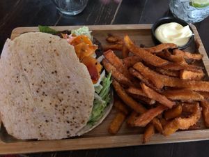 Tempeh burger at Pura Vida Foodbar  - Midsland in Midsland