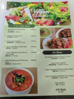 Vegan Menu at Vegelife in Songkhla