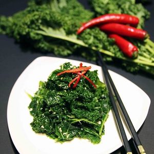 Kale Namul, seasoned with sesame at Daehwa Vegetarian in Central Singapore