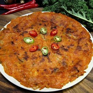 Kimchi Jeon: spicy, savory Kimchi pancakes at Daehwa Vegetarian in Central Singapore