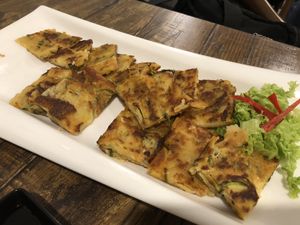 Veg pancake.  at Daehwa Vegetarian in Central Singapore
