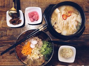 Doenjjang Jjigae (Fermented Soybean Paste Stew) at Daehwa Vegetarian in Central Singapore