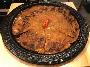 Kimchi pancake. Must try! at Daehwa Vegetarian in Central Singapore