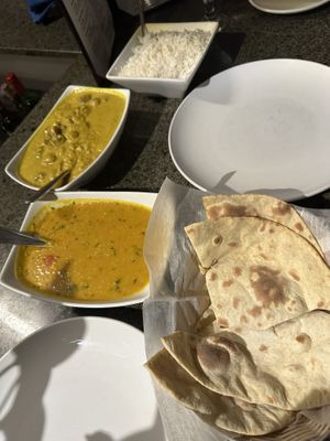 Vegan dinners with roti  at Bombay Royale in Northampton